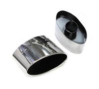 Exhaust Pipe For A3 For A4 For A5 For A6 For A7 Up To RS3 RS4 RS5 RS6 RS7 Tailpipe Nozzle Exhaust Muffler Tip Oval Large Bore 220mm Exhaust Tips Muffler(B Style Silver)