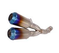 Exhaust Pipe Motorcycle Exhaust Modified Mid Pipe Double Muffler Removable DB Killer For Ducati For Scrambler For 800 821 For Monster 797 Exhaust Pipe Silencer(Blue)