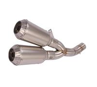 Exhaust Pipe Motorcycle Exhaust Modified Mid Pipe Double Muffler Removable DB Killer For Ducati For Scrambler For 800 821 For Monster 797 Exhaust Pipe Silencer(Chrome)