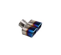 Exhaust Pipe Muffler Tips Square Double Silencer Universal Car Exhaust Tips For 1.5-2.25 Inch Inlet Tailpipe AZHEYC(Dual Curved Blue)
