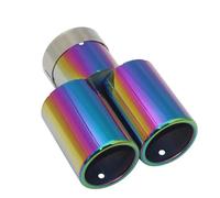 Exhaust Pipe Mufflers Exhaust Tail Throat Pipe Tip Flat Universal Straight Stainless Steel Multi-size Dual Outlet Muffler Car Exhaust Pipes(Multicolor 67MM)