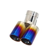 Exhaust Pipe Tailpipe Car Mufflers Exhaust Tail Throat Pipe Tip Flat Universal Bend Stainless Steel Multi-size Dual Outlet Muffler 63MM(Blue 57MM)