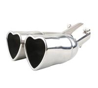 Exhaust Pipe Tip Exhaust Tail End Pipe 1.5-2.3 Inch Inlet Heart Car Stainless Steel Outlet Muffler Tip Pipe Exhaust Tips Muffler(Curved silver)