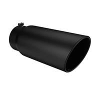 Exhaust Pipe Trim 1X Universal 4 Inch Inlet 6 Inch Outlet Exhaust Tip 12 Inch Length Tailpipe Car Straight Exhaust Tail Throat(Black)