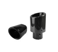 Exhaust Pipe Trim Car Glossy Twill Carbon Muffler Tip Exhaust System Pipe Mufflers Nozzle Universal Crimping Stainless Steel Silver(70mm-101mm)