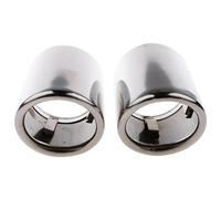 Exhaust Pipe Trim For Audi For A4 For A4L For Q5 For Q3 For A3 For A1 For A5 For A6 For A6L 2009-2016 2PCS Stainless Steel Slip-on Muffler Exhaust Tips (Silver)