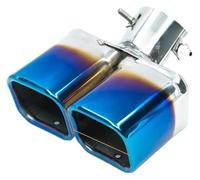 Exhaust Pipe Universal Tail Trim Inner 1.5-2.25 Inch Dual Outlet Car Tip Muffler Modified Tailpipe Tail Throat(Curved square blue)