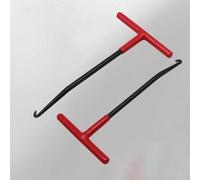 Exhaust Spring Puller Tool for Motorcycle and Snowmobile, T-Shaped Handle with 30° Inclined Hook, Metal & Rubber Construction, 2 Pack (Red)