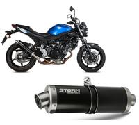 Exhaust Storm by Mivv Muffler Oval Nero Steel for Suzuki Sv 650 2016 > 2022