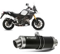 Exhaust Storm by Mivv Muffler Oval Nero Steel Suzuki Dl V-strom 1000 2014 > 2020