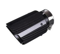 Exhaust Tail End Carbon Fiber Exhaust Pipe 76mm Inlet Muffler Tips Black Painted 304 Stainless Steel (inlet ID 3",outlet OD 4") 165.cm Long