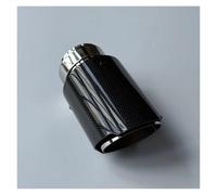 Exhaust Tail End Pipe Tip 1 Piece Car Exhaust Tail Pipe Glossy Carbon Fiber Muffler Tip End Straight Universal Silver Stainless Steel Car Accessories Parts(ID 48MM-OD 101MM)