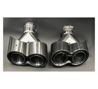 Exhaust Tail Muffler Tip Pipe 1 Pair Oval Dual Outlet Y Type Glossy Black Exhaust Pipes Carbon Fiber Exhaust Tip For BMW Tail Pipe Exhaust Pipe Cap(70 IN 200 OUT)
