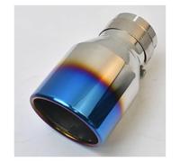 Exhaust Tail Muffler Tip Pipe 1 PC Car Blue Stainless Steel Exhaust End Pipe Slashed Angled Curly Edge Muffler Tip Tail Pipe Exhaust Pipe Cap(IN 60 Out 76 mm)