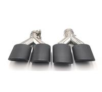 Exhaust Tail Muffler Tip Pipe 1Pair Outlet 105mm Matte Carbon Fiber Muffler Tip Y Shape Double Exit Exhaust Pipe Mufflers Nozzle Decoration Tail Pipe Exhaust Pipe Cap(73MM IN 105MM OUT)
