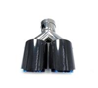 Exhaust Tail Muffler Tip Pipe 1PC Glossy Straight Carbon Blue Stainless Steel Dual Tip Equal Length Muffler Pipe End Tail Middle Exhaust Tip Tail Pipe Exhaust Pipe Cap(51MM IN-89MM OUT)