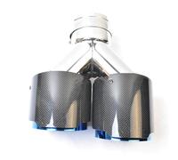 Exhaust Tail Muffler Tip Pipe 1PC Left Side Glossy Blue Stainless Steel Straight End Tail Pipe Fiber Carbon Muffler Tip Tail Pipe Exhaust Pipe Cap(63-89MM)