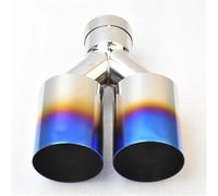 Exhaust Tail Muffler Tip Pipe 304 Stainless Steel Universal Import Double Cylinder Rear Exhaust Tailpipe Blue Muffler Export Stainle Tail Pipe Exhaust Pipe Cap(66MM IN- 76MM OUT)
