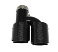 Exhaust Tail Muffler Tip Pipe Car Carbon Fiber Glossy Muffler Tip H Shape Double Exit Exhaust Pipe Mufflers Nozzle Decoration Universal Stainless Tail Pipe Exhaust Pipe Cap(Left 51mm-76mm)