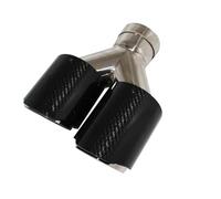 Exhaust Tail Muffler Tip Pipe Car Carbon Fiber Glossy Muffler Tip Y Shape Double Exit Exhaust Pipe Mufflers Nozzle Decoration Universal Stainless Tail Pipe Exhaust Pipe Cap(Left 77mm-101mm)