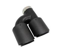 Exhaust Tail Muffler Tip Pipe Car Carbon Fiber Matte Muffler Tip H Shape Double Exit Exhaust Pipe Mufflers Nozzle Decoration Universal Stainless Tail Pipe Exhaust Pipe Cap(Right 60mm-89mm)