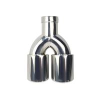 Exhaust Tail Muffler Tip Pipe Car Styling Mufflers Exhaust Tail Throat Pipe Tip Universal Stainless Steel Multi-size Dual Outlet Auto Muffler 51mm 63mm Tail Pipe Exhaust Pipe Cap(Silver 51MM)