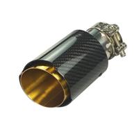Exhaust Tail Muffler Tip Pipe Stainless Steel Carbon Fiber Nozzle Car Styling Universal Tail Pipe Exhaust Muffler Straight End Tips Tail Pipe Exhaust Pipe Cap(63 Inlet 89 Outlet)