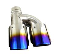Exhaust Tail Muffler Tip Pipe Universal Stainless Steel H Style Dual Exhaust Pipe Tail End Tip Plain End One Change Two Out Muffler Tip Tail Pipe Exhaust Pipe Cap(RIGHT INLET 57MM)