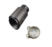 Exhaust Tail One Pcs Universal 2.48 Inches Glossy Carbon Fiber Exhaust Tips Titanium Black Car Muffler Tip Nozzles Decoration End Pipe(IN 73 OUT 101 mm)