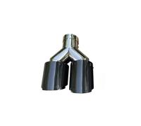 Exhaust Tail Pipe 1 PC Automobile Universal Carbon Fib Tail Throat Stainless Steel Silencer Y-shape Double-Outlet Car End Pipes(L 54mm IN-89mm OUT)