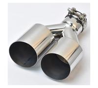 Exhaust Tail Pipe 1Pc Duble Muffler Universal Left Or Right Side Glossy Stainless Steel Angled Exhaust Tip(IN 57MM OUT 89MM)