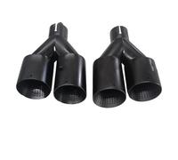 Exhaust Tail Pipe 1Pcs Double Matte Black Stainless Steel Car Muffler Exhaust Tip System Pipe Universal Exhaust Tip U Type For GTI MK7 For Golf7 Nozzle Car Exhaust Tip(Left in60-out101mm)