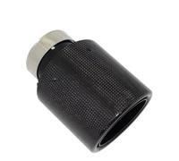 Exhaust Tail Pipe Car Glossy Carbon Fiber Muffler Tip Exhaust System Pipe Mufflers Nozzle Universal Crimping Stainless Steel Black(57mm-89mm)