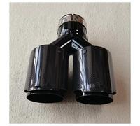 Exhaust Tail Pipe Dual Exhaust Tip Glossy Carbon Fiber Black Pipe Double Tail End Muffler For Universal(ID 51MM-OD 76MM)