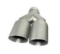 Exhaust Tail Pipe Dual Matte Stainless Steel Car Exhaust Tip System Pipe Universal Muffler Tailpipe(Left,63MM IN-101MM OUT)