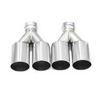 Exhaust Tail Pipe One Piece Stainless Steel Single Car Exhaust Bright Flat Edge Double Pipe Muffler Stainless Steel Tailpipe Nozzle(1 PCS ID60MMOD101MM)