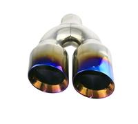 Exhaust Tail Pipe Tip Pipe 1 Piece Universal Car 2.5'' Tailpipes Brunt Blue Double Outlet 3‘’/4'' Exhaust Tips(L1EM20212i-R-HP)