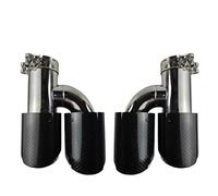 Exhaust Tail Pipe Tip Pipe 1 Piece Universal Car Carbon Fibre Tail Throat Length Burnishing H-Shaped Double Out Twill Glossy Exhaust Tip(60mm-101mm-Right)