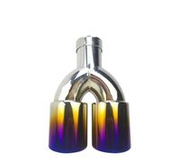 Exhaust Tail Throat Pipe Tip Universal Stainless Steel Multi-size Dual Outlet Auto Muffler 51mm 63mm Car Exhaust Tail Pipe(Blue 54MM)