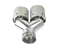 Exhaust Tail Tip Pipe Modify Tail Piep Double Outlet Nozzles Upgrade Matte Stainless Exhaust Tips Car Accessories Muffler Pipe(Left ID60-OD89)