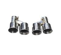 Exhaust Tailpipe 1 Pair H Shaped Dual Exhaust Tip Car Universal Pipe Stainless Steel Muffler Tips 60mm Inlet Nozzle Car Exhaust Pipe(ID63MMOD89MM)
