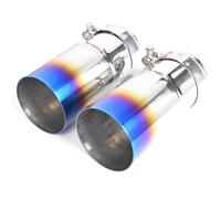 Exhaust Tailpipe 1 PC Blue Burnt Stainless Steel Universal Exhaust End Pipe Car Exhaust Pipe Single Straight Muffler Tip Car Exhaust Pipe(IN 60 Out 89 mm)
