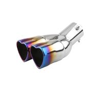 Exhaust Tailpipe 1 Pcs 63mm Car Accessories Universal Heart Shape Style Stainless Steel Exhaust Tips Muffler Tail Double Pipe Tube Tips Tailpipe Tube(Burnt Blue bent)