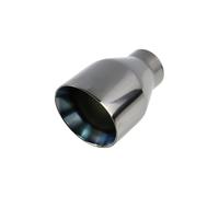 Exhaust Tailpipe 1 Piece Car Exhaust End Tip 60mm Slant Oval Outlet 102mm Universal Stainless Steel Auto Muffler Tail Pipe Car Muffler Pipe(Black With Logo)