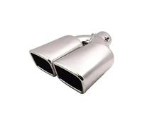 Exhaust Tailpipe 1 Piece Car Exhaust Tip Universal Double Outlet Nozzle Stainless Steel Square Mouth Exhaust Pipe Muffler Inlet 60mm Car Muffler Pipe(Silver Straight)