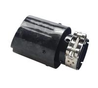 Exhaust Tailpipe 1 Piece Car Forged Carbon Muffler Tip Exhaust Universal Straight Stainless Black Mufflers Nozzle Car Exhaust Pipe(In63-0ut89mm)