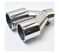 Exhaust Tailpipe 1 Piece Car Universal Dual Curly Exhaut Pipe Flat Double Shinny Stainless Steel Car Muffler Tip Car Muffler Pipe(60-101mm)