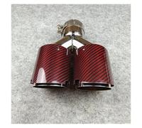 Exhaust Tailpipe 1 Piece Red Exhaust Pipe Double Outlet Carbon Fiber Stainless Steel Muffler Tip Rear Nozzles Trim Tail End Pipe(IN 60 OUT101MM)