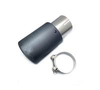 Exhaust Tailpipe 1PC Car Exhaust Tail Pipe Curly Matt Carbon Fiber Stainless Steel Straight Flange Muffler Tip With Logo(60 IN-114MM OUT)