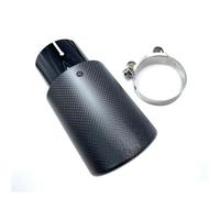 Exhaust Tailpipe 1PC Car Exhaust Tail Pipe Curly Matt Carbon Fiber Stainless Steel Straight Flange Muffler Tip(60 IN-114MM OUT)